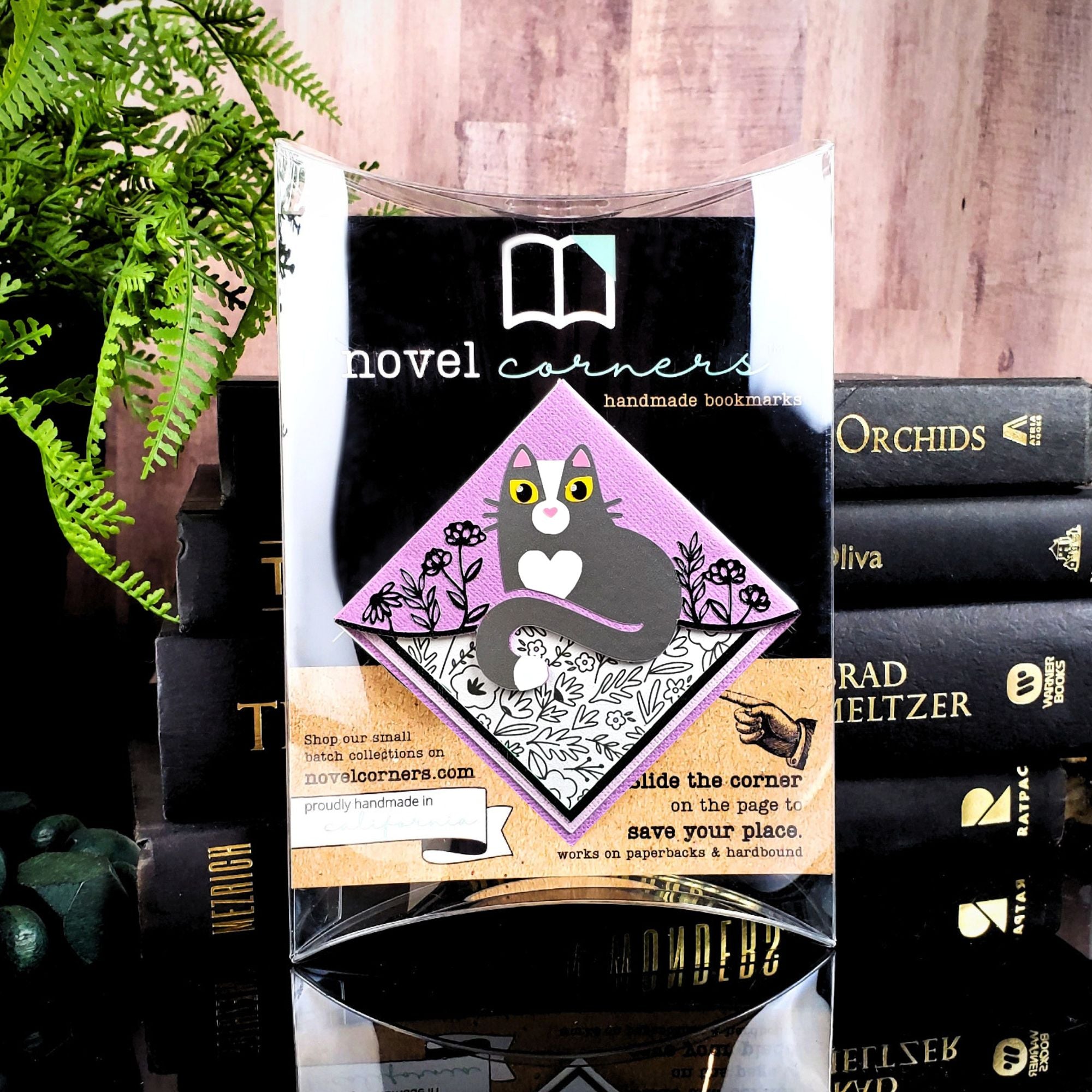 Kitty Among the Flowers Purple Signature Corner Bookmark