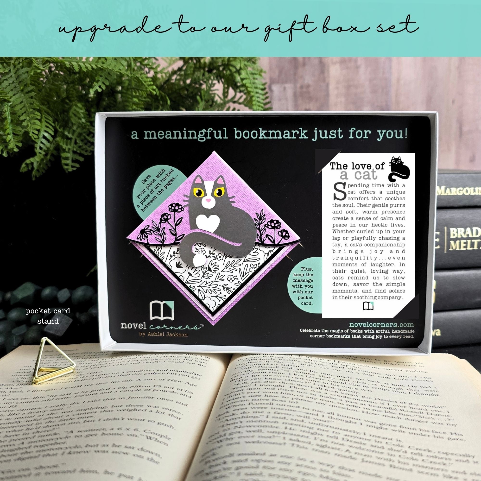 Kitty Among the Flowers Purple Signature Corner Bookmark