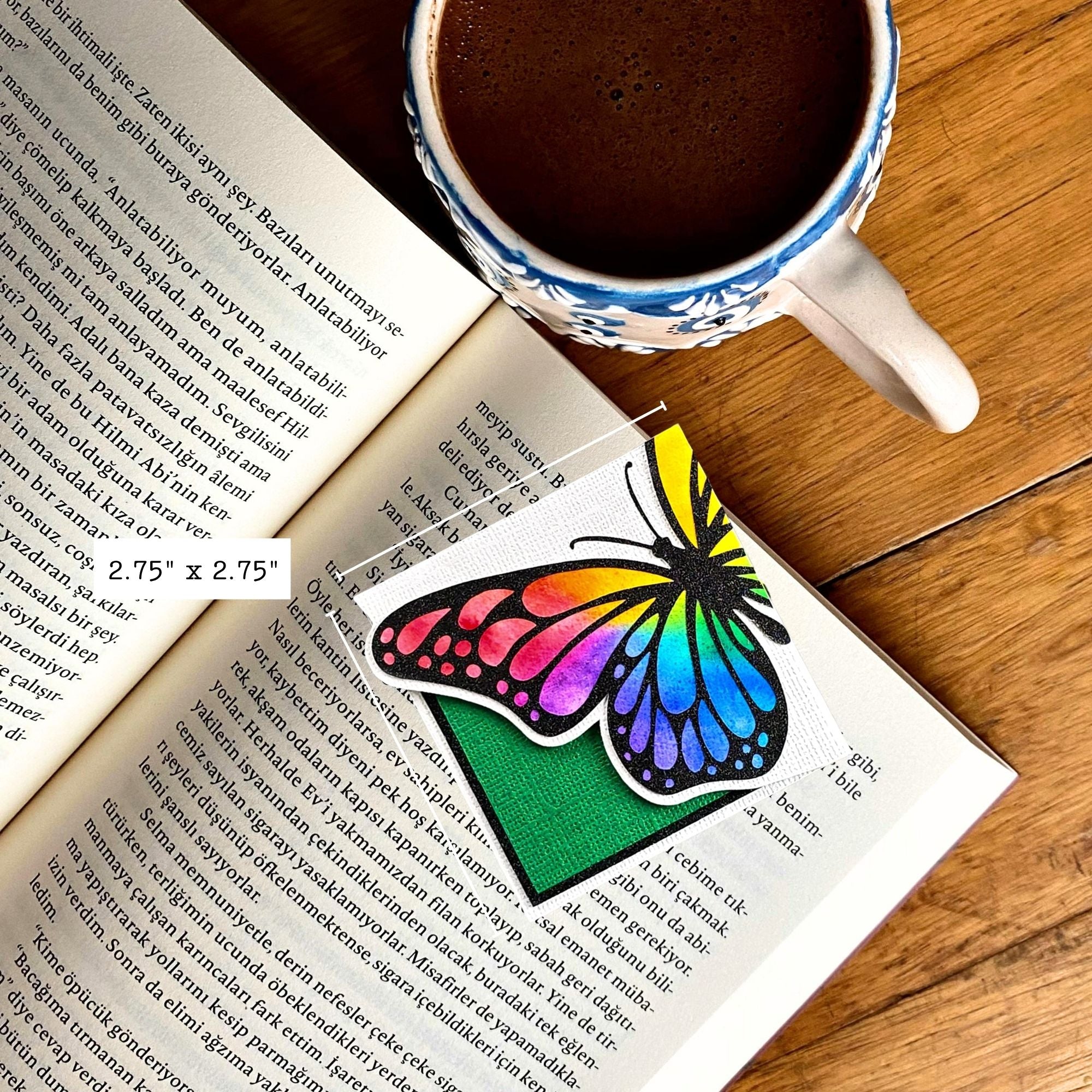 Rainbow Butterfly Deluxe Corner Bookmark