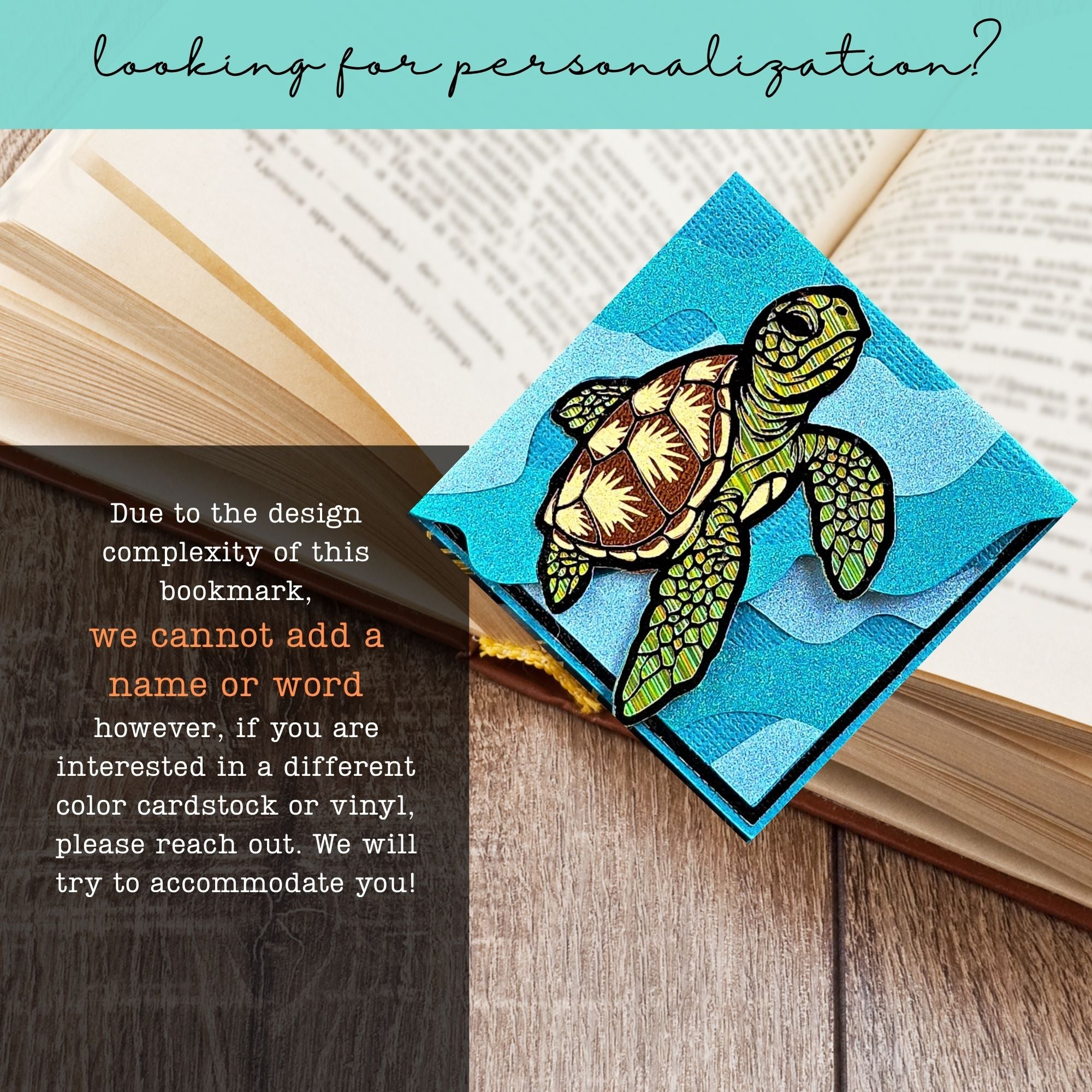 Sea Turtle Deluxe Handmade Corner Bookmark