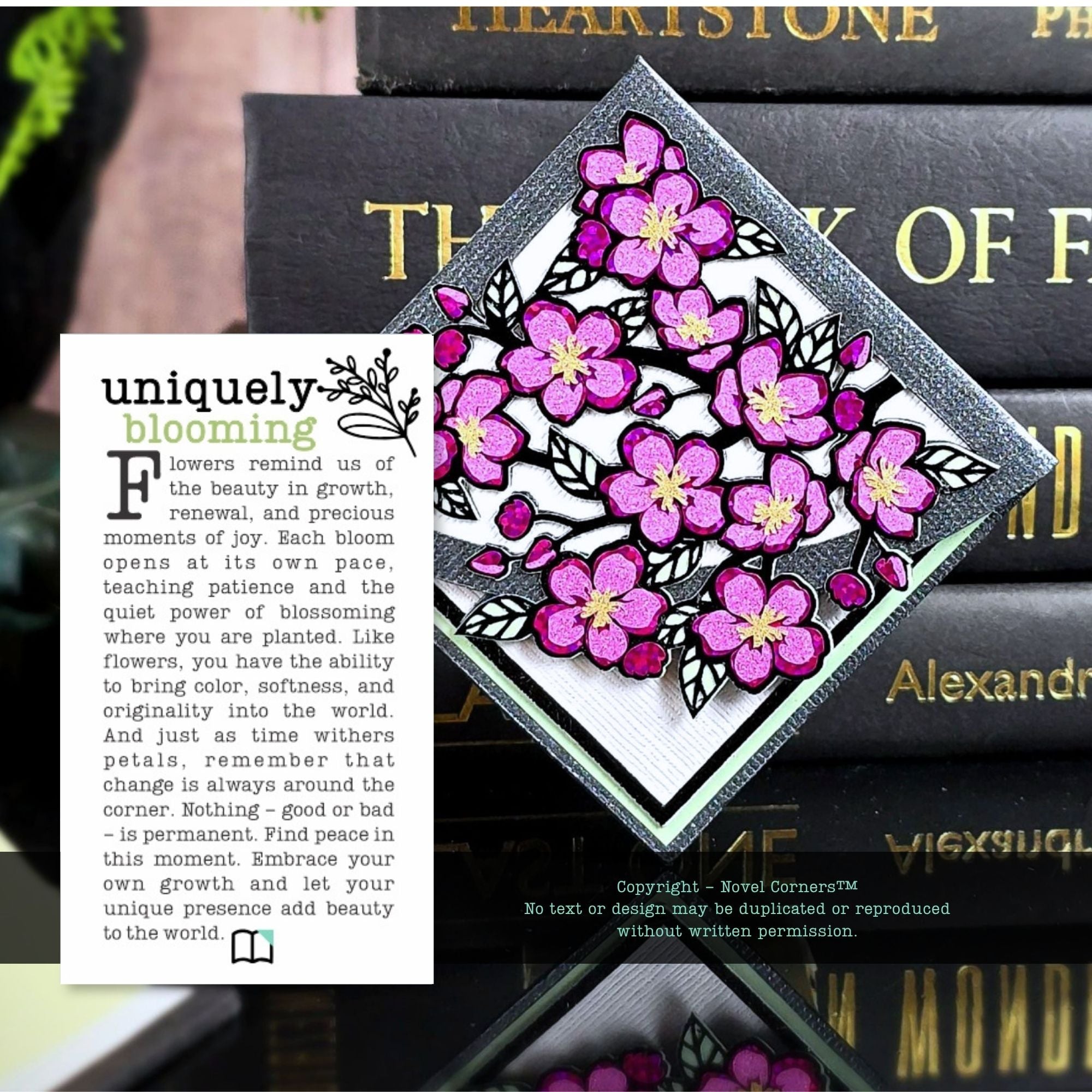 Vivid Cherry Blossom Deluxe Handmade Corner Bookmark