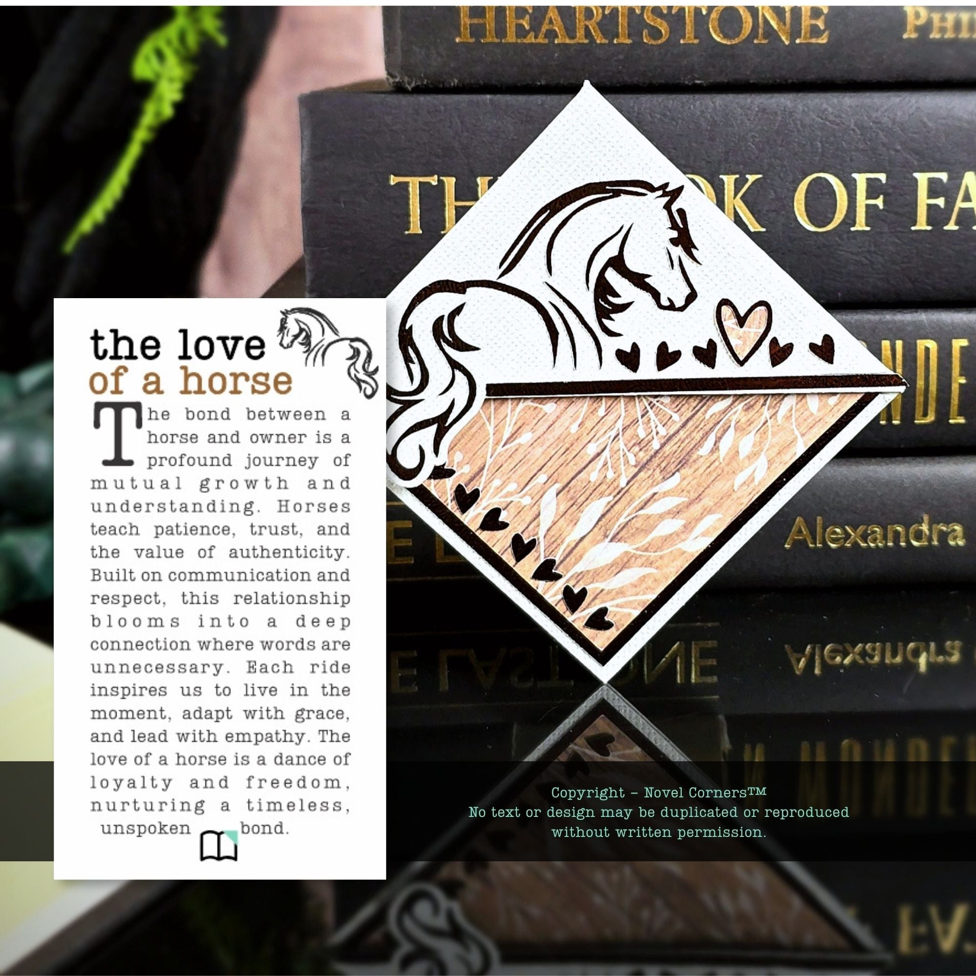 Rustic Horse + Hearts Signature Corner Bookmark