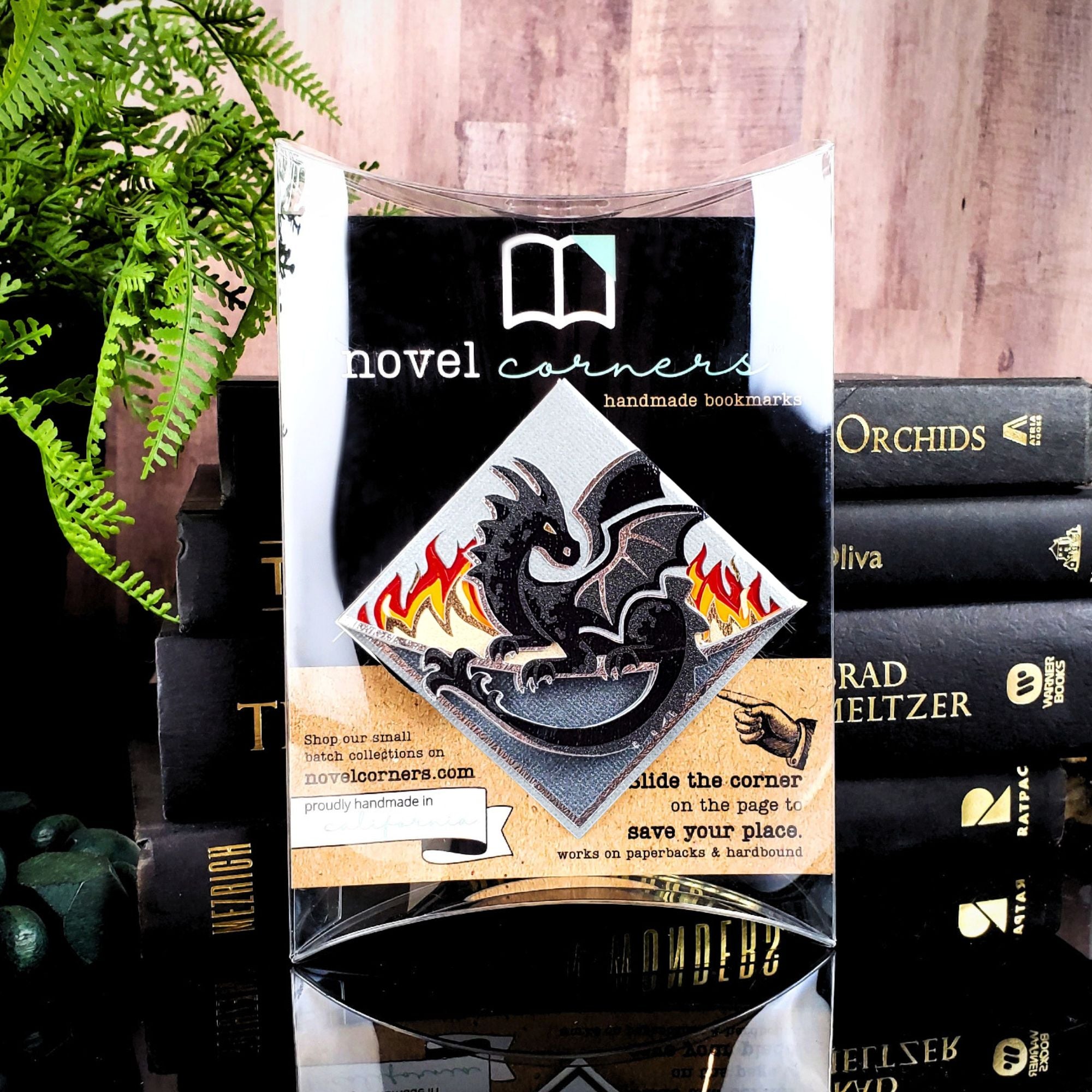 Midnight Dragon Deluxe Handmade Corner Bookmark