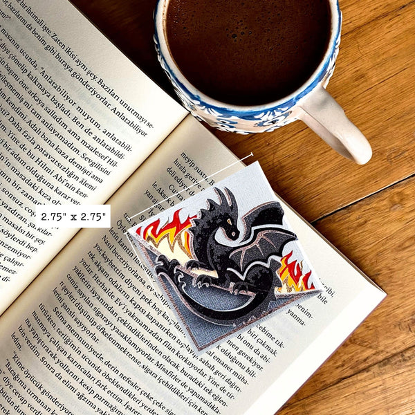 Midnight Dragon Deluxe Handmade Corner Bookmark