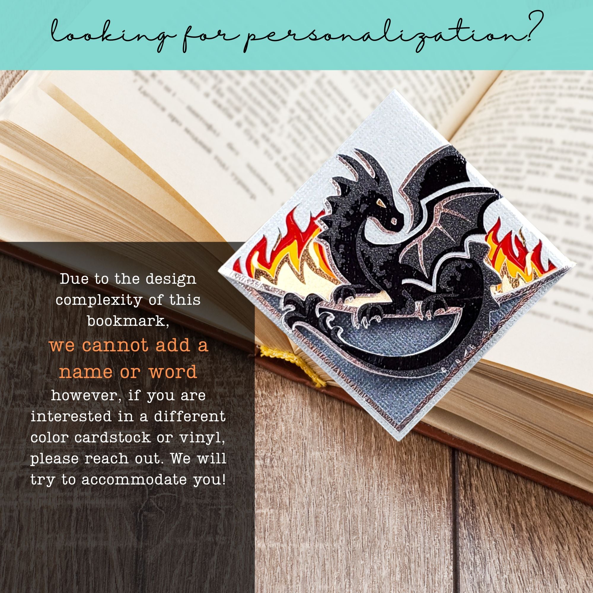 Midnight Dragon Deluxe Handmade Corner Bookmark