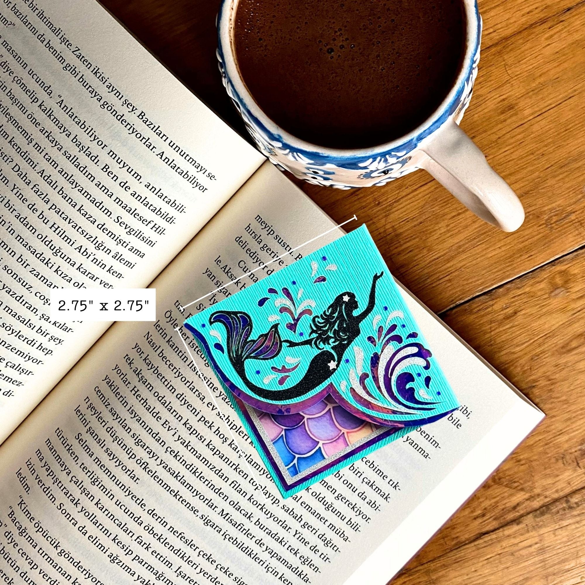 Mermaid Waves Deluxe Corner Bookmark