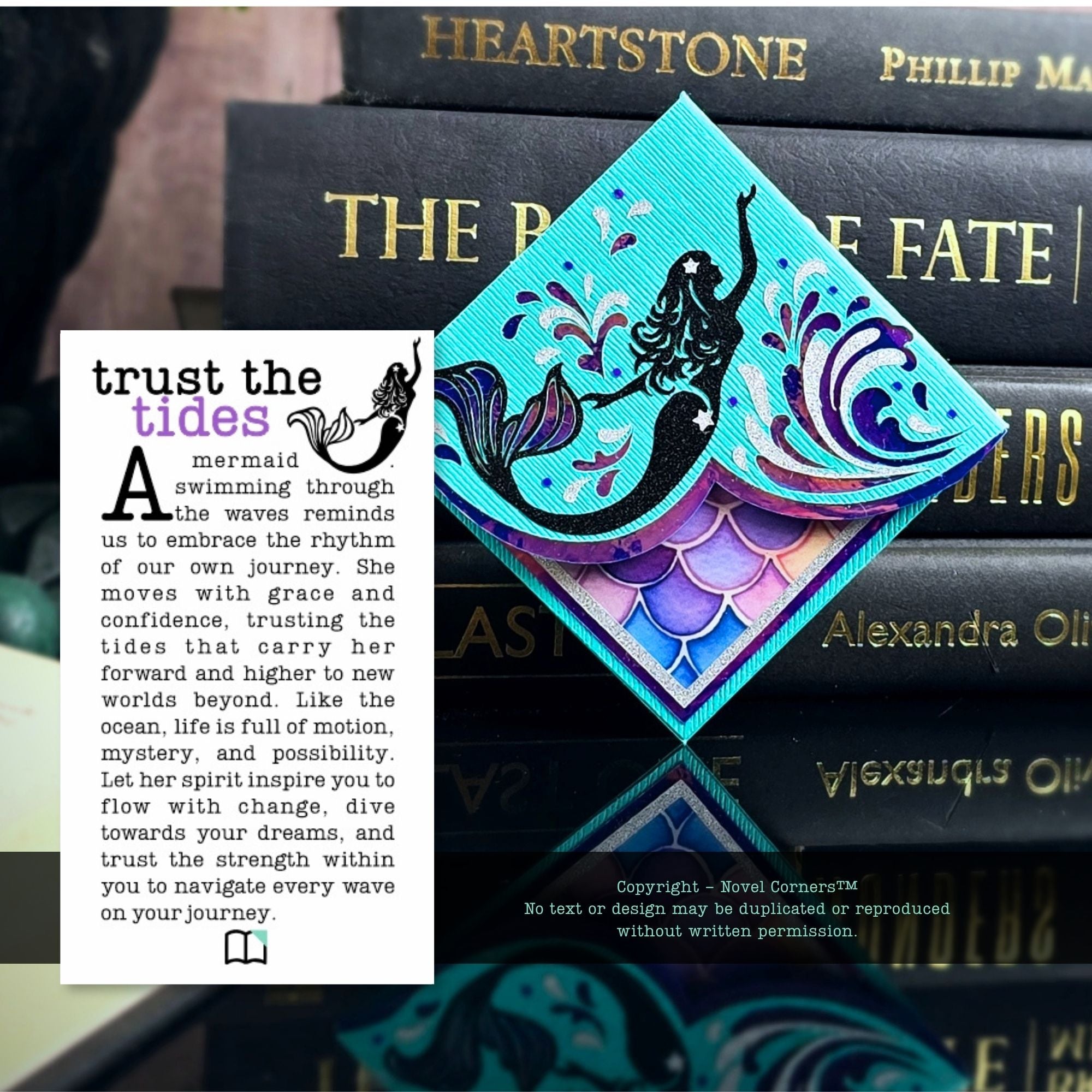 Mermaid Waves Deluxe Corner Bookmark
