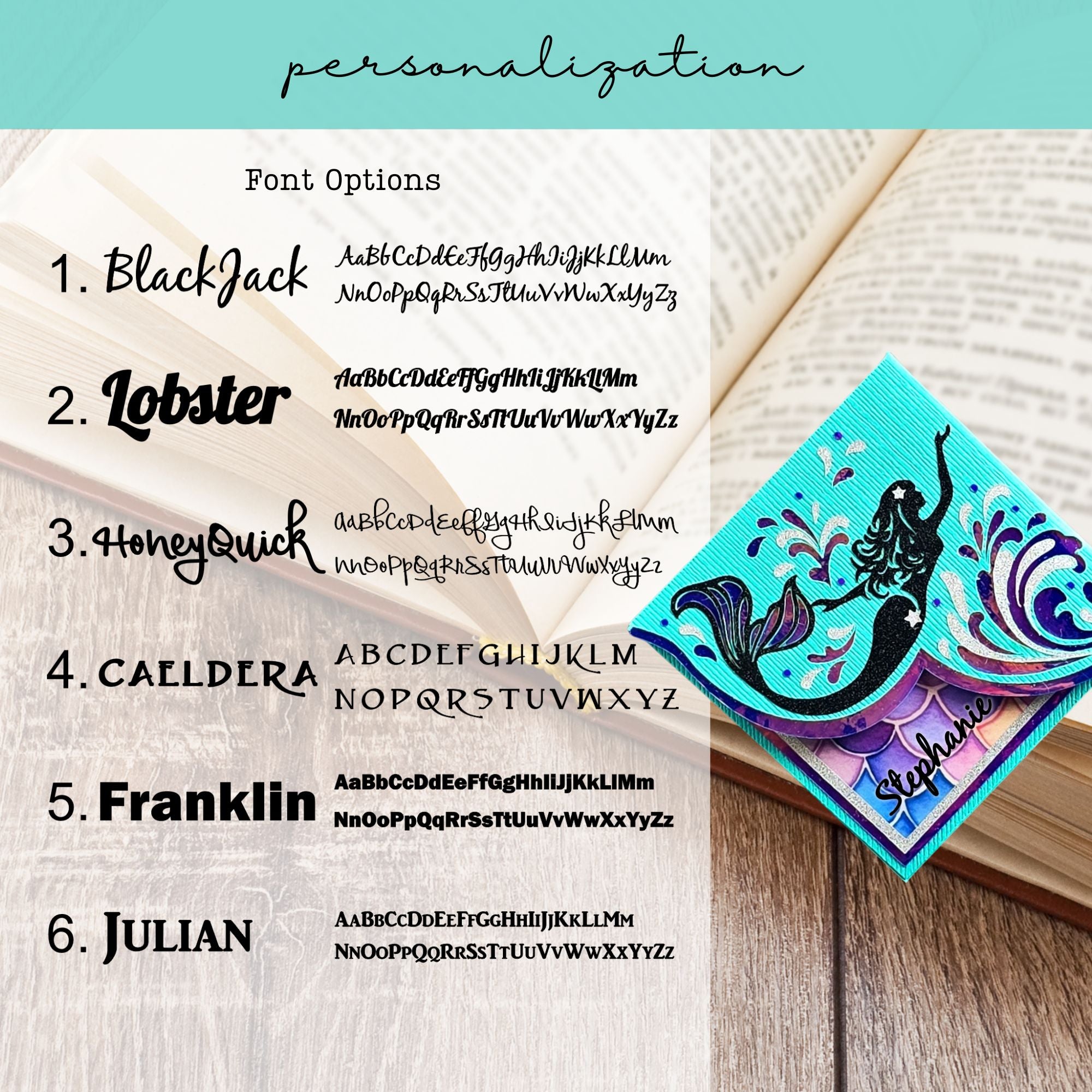 Mermaid Waves Deluxe Corner Bookmark
