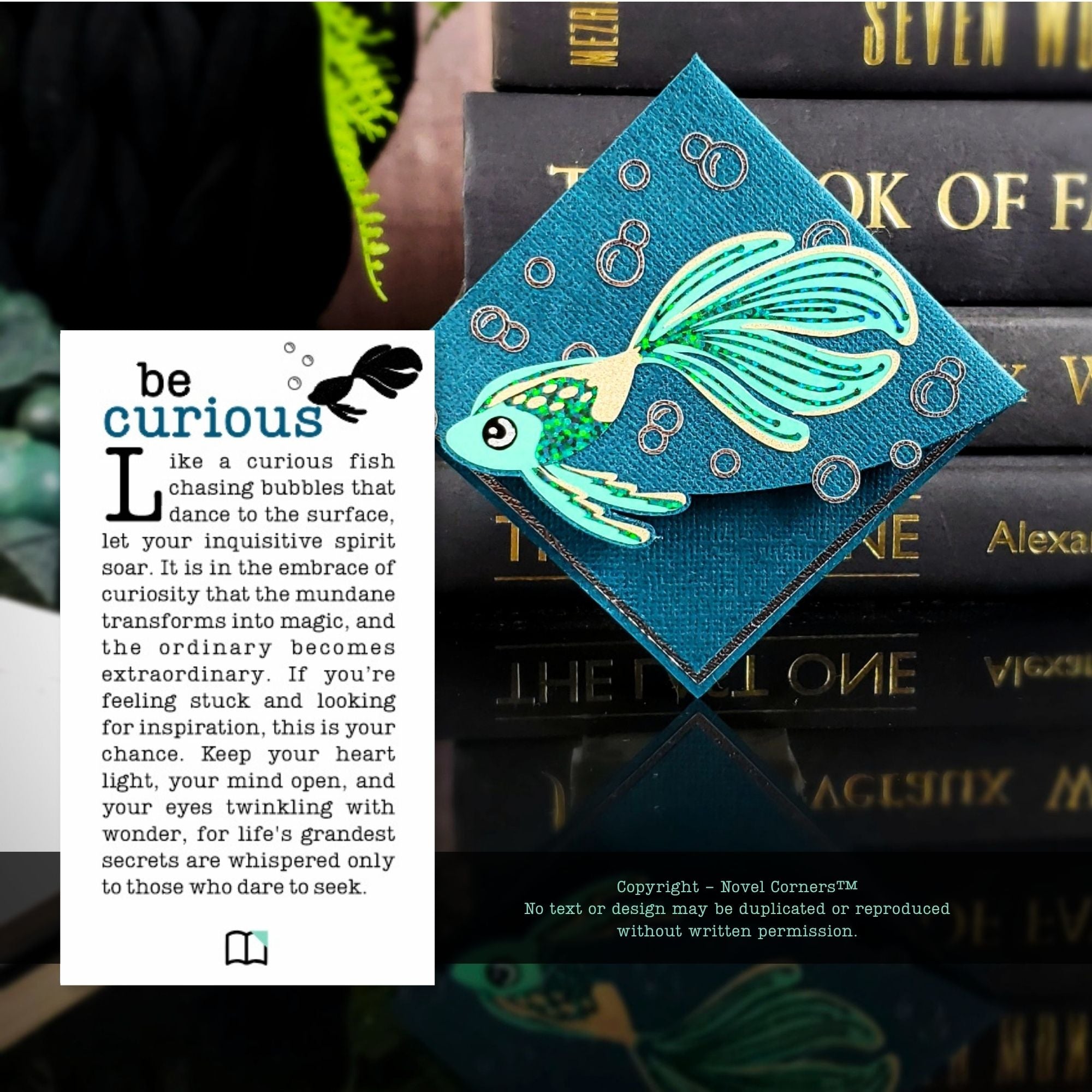 Glitter Fish Deluxe Corner Bookmark