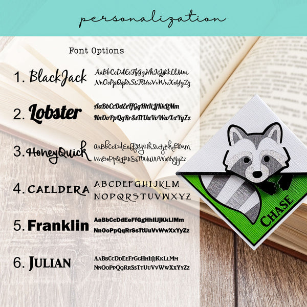Raccoon Signature Corner Bookmark