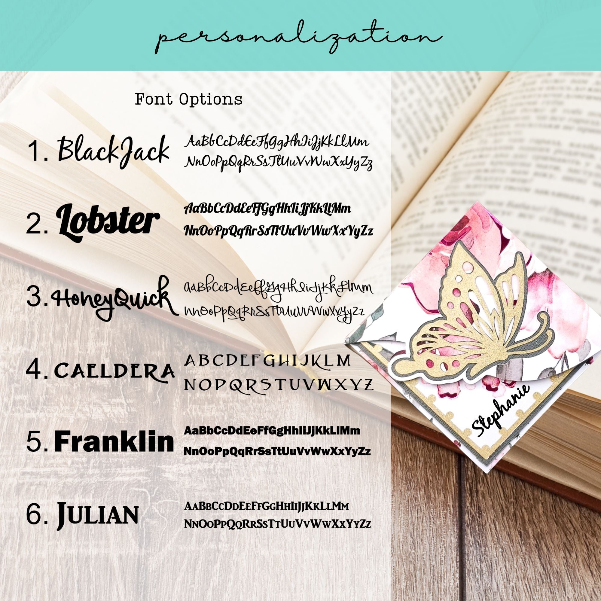 Golden Butterfly Signature Corner Bookmark