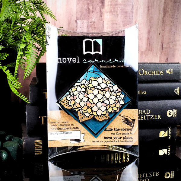 Stained Glass Pale Hydrangea Deluxe Handmade Corner Bookmark