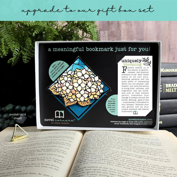 Stained Glass Pale Hydrangea Deluxe Handmade Corner Bookmark