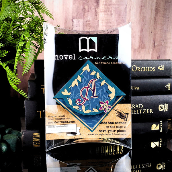 Letter + Leaves Personalized Initial Signature Corner Bookmark
