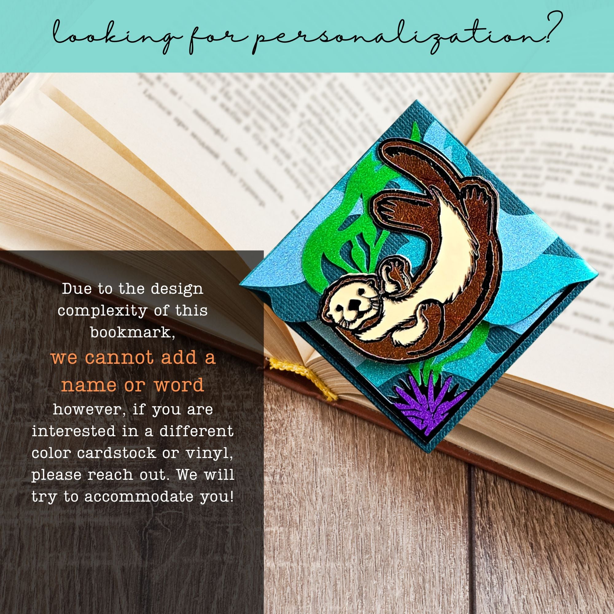 Sea Otter Deluxe Handmade Corner Bookmark