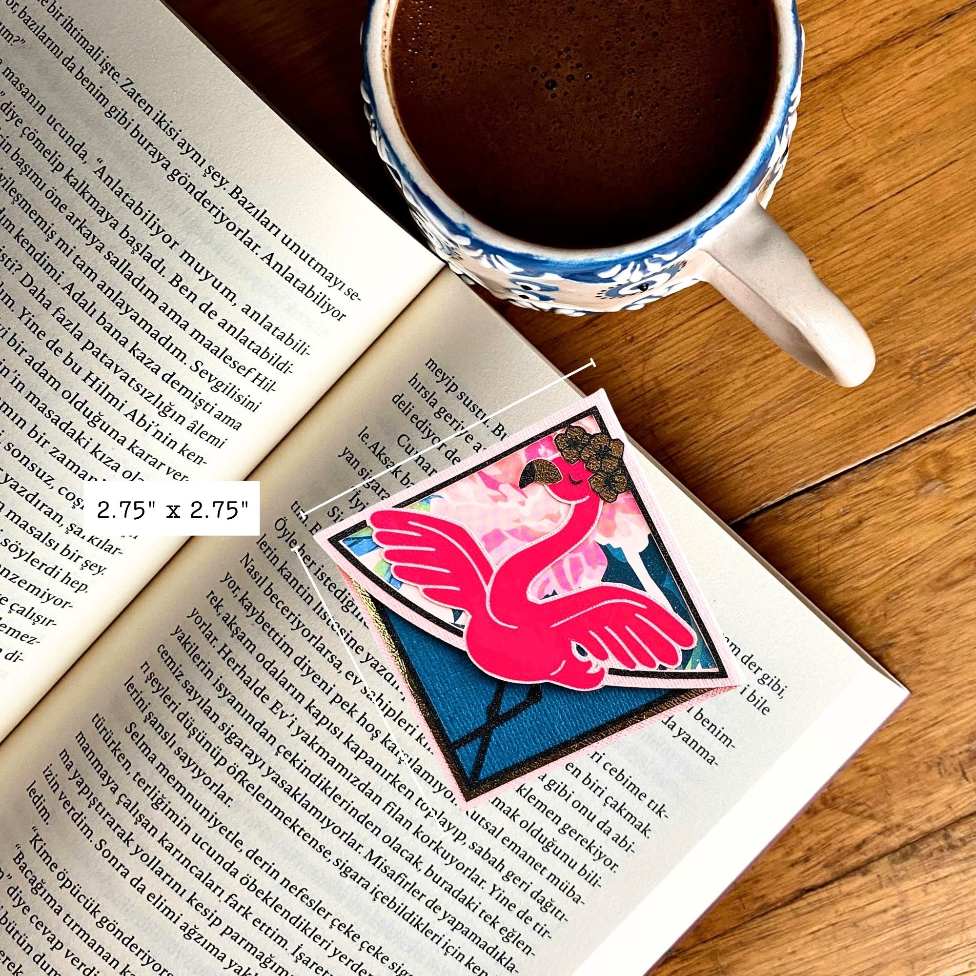 Pink Flamingo Deluxe Corner Bookmark