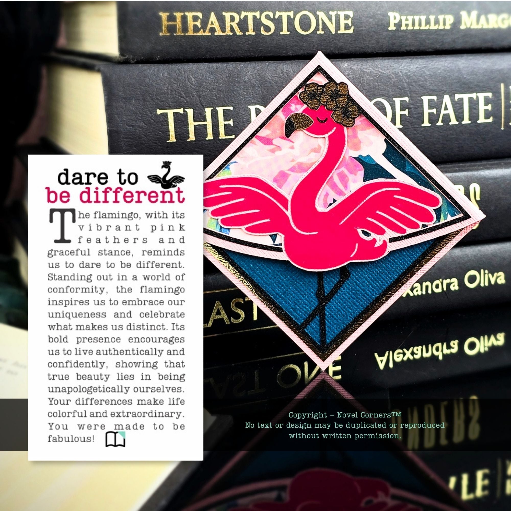 Pink Flamingo Deluxe Corner Bookmark