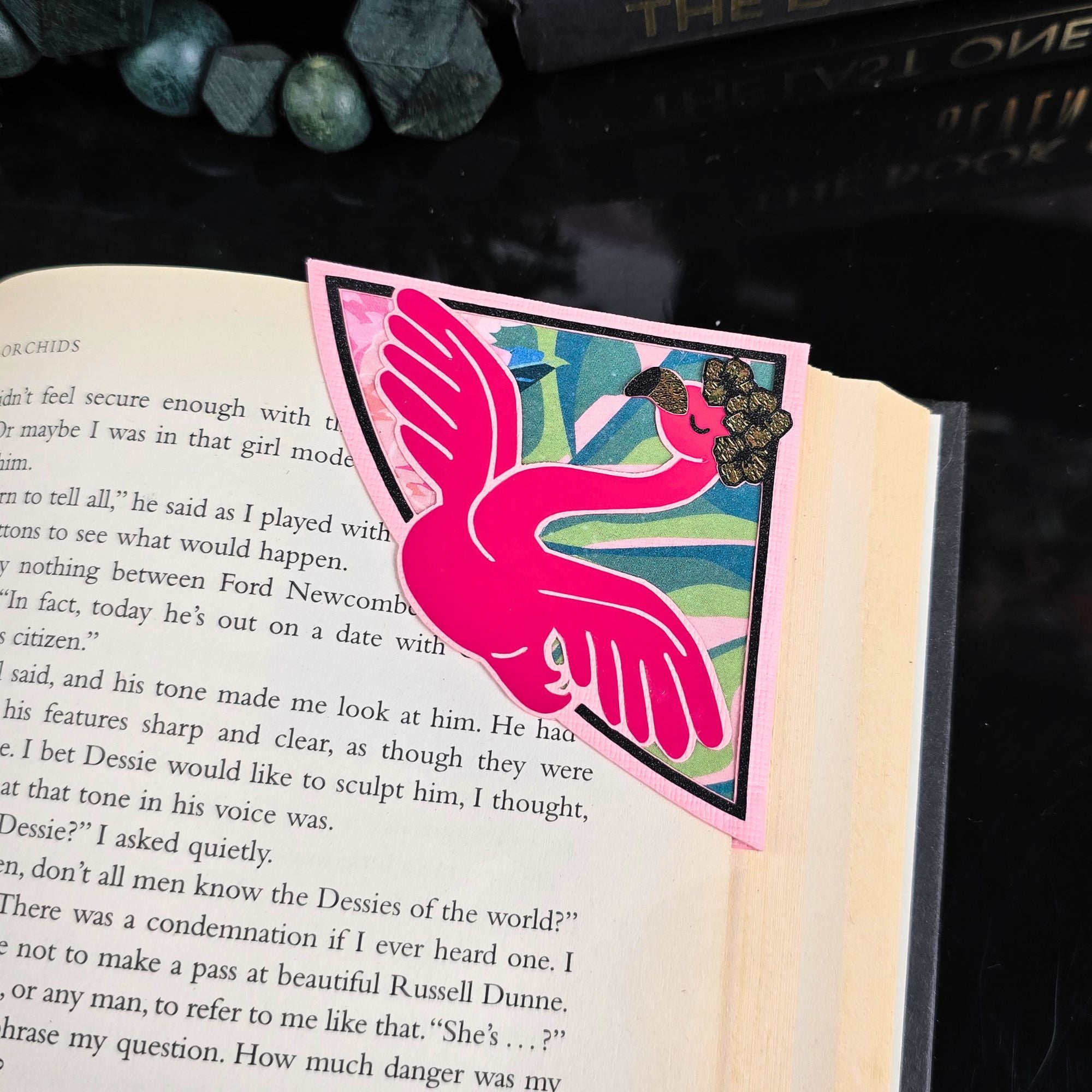 Pink Flamingo Deluxe Corner Bookmark