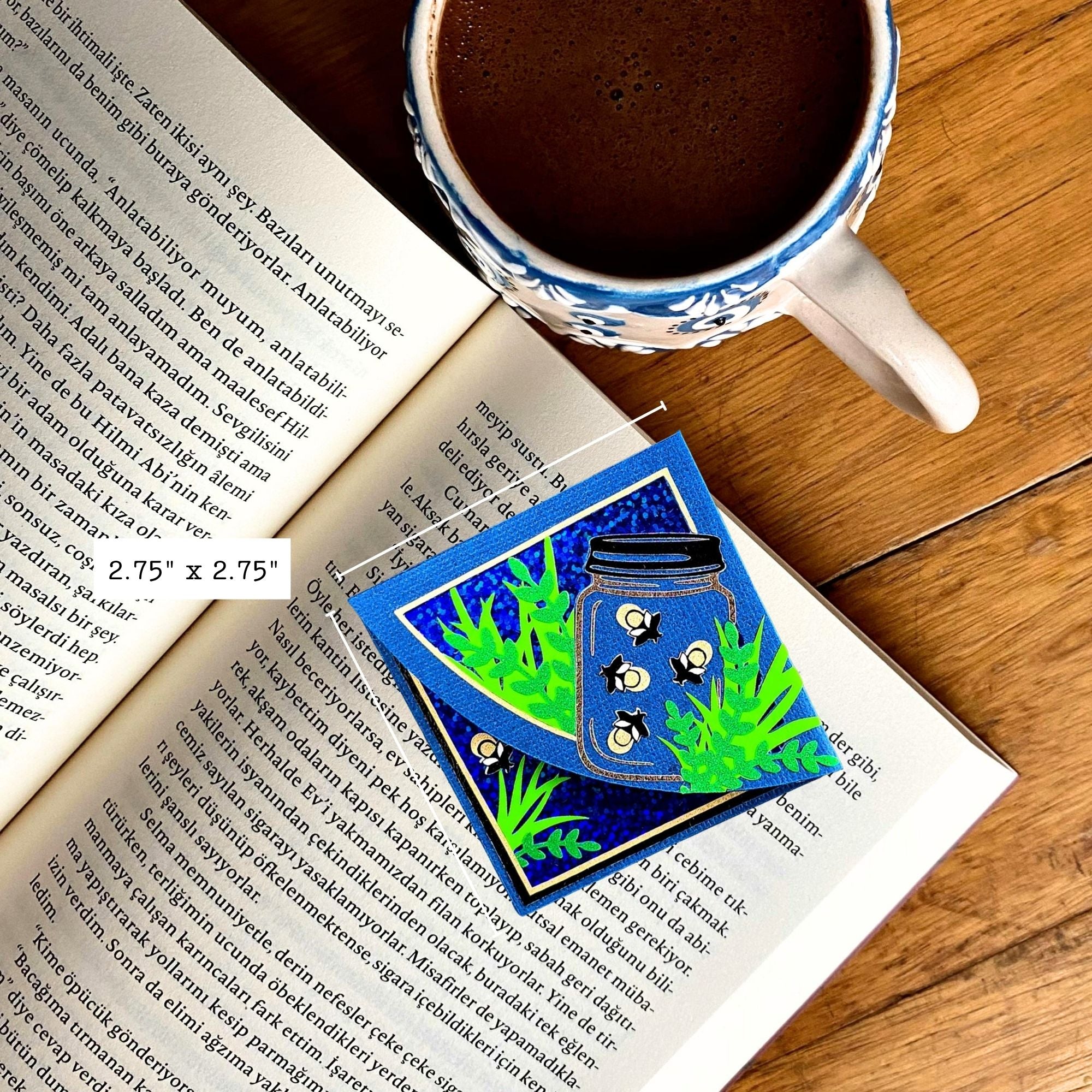 Jar of Fireflies Deluxe Corner Bookmark
