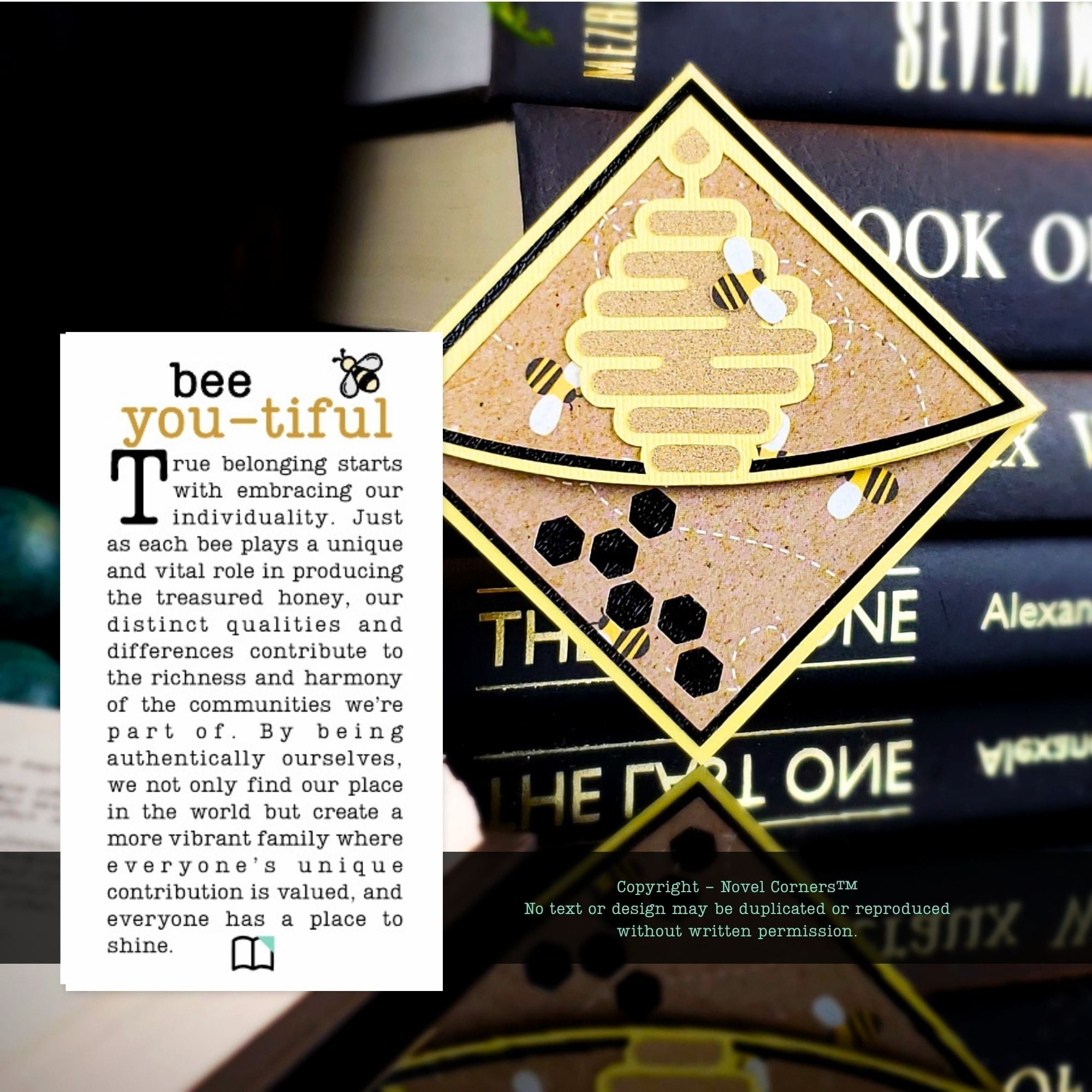 Bee Beehive Signature Corner Bookmark