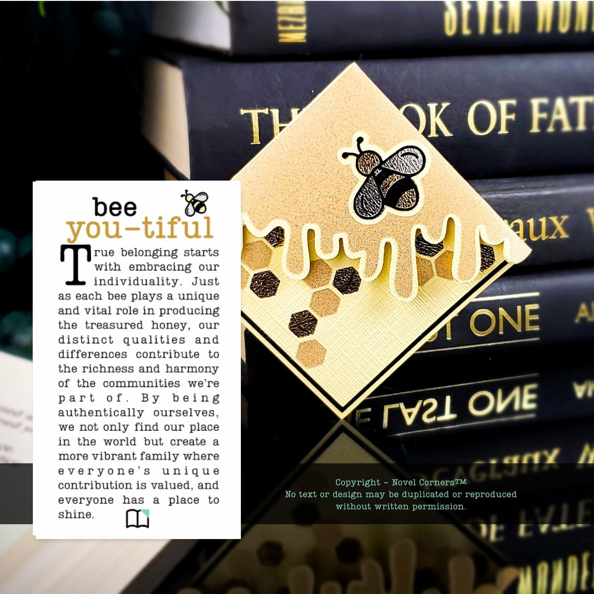 Bee Honey Drip Signature Corner Bookmark