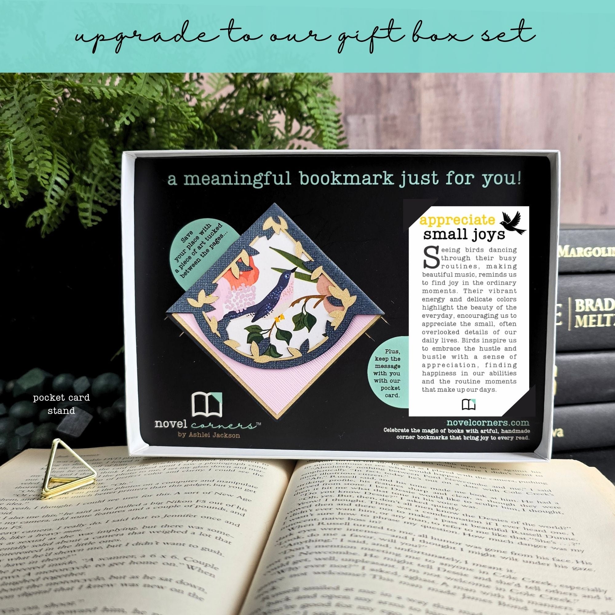 Blue Pink Bird Signature Corner Bookmark