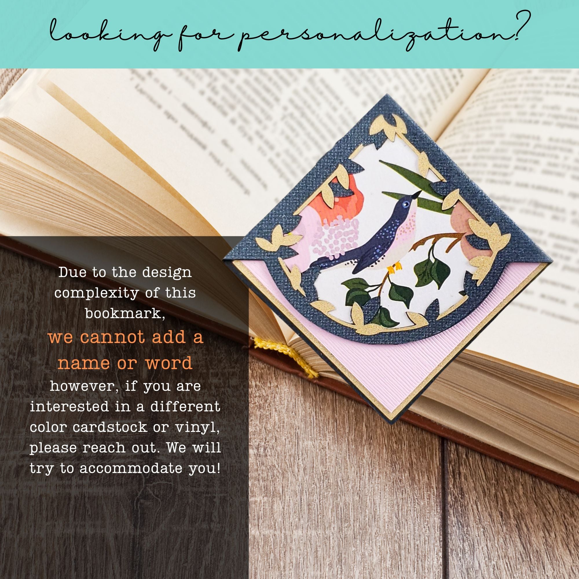 Blue Pink Bird Signature Corner Bookmark