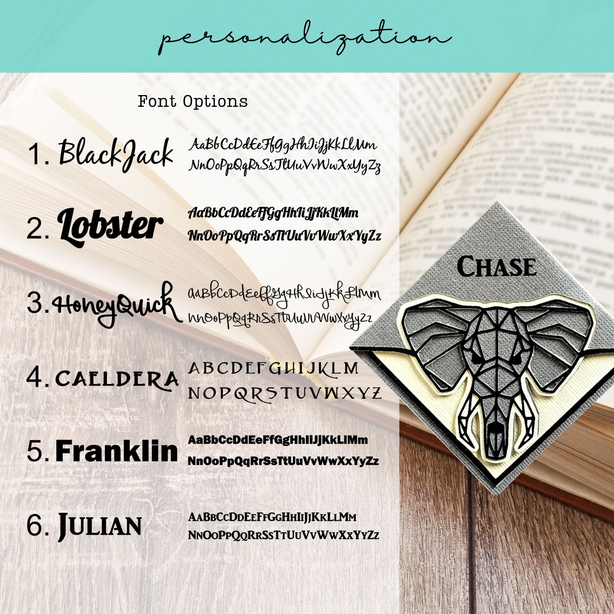 Geo Elephant Signature Corner Bookmark