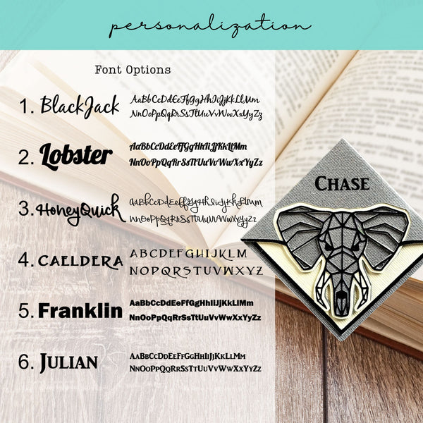 Geo Elephant Signature Corner Bookmark