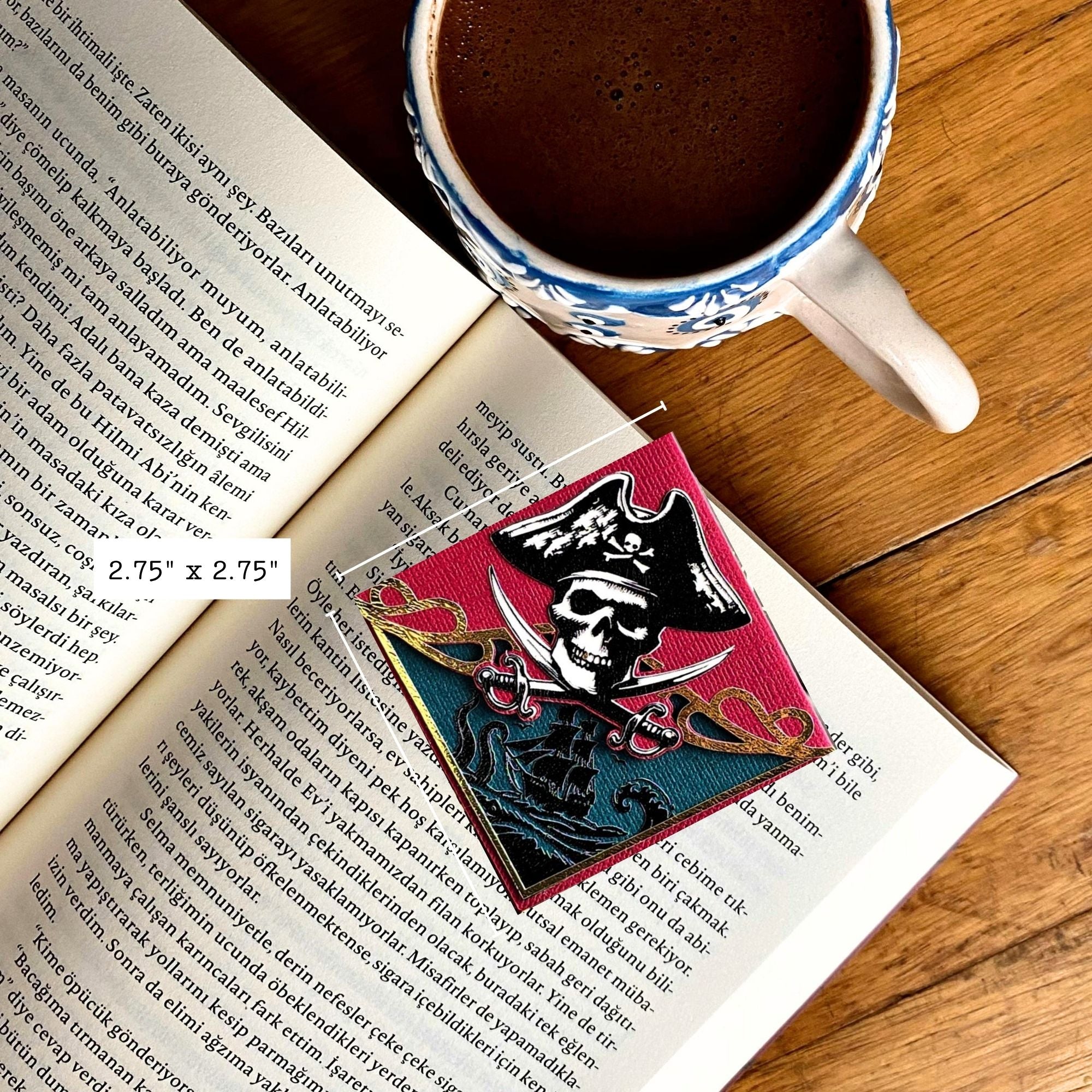 Pirate Crossbones Deluxe Handmade Corner Bookmark