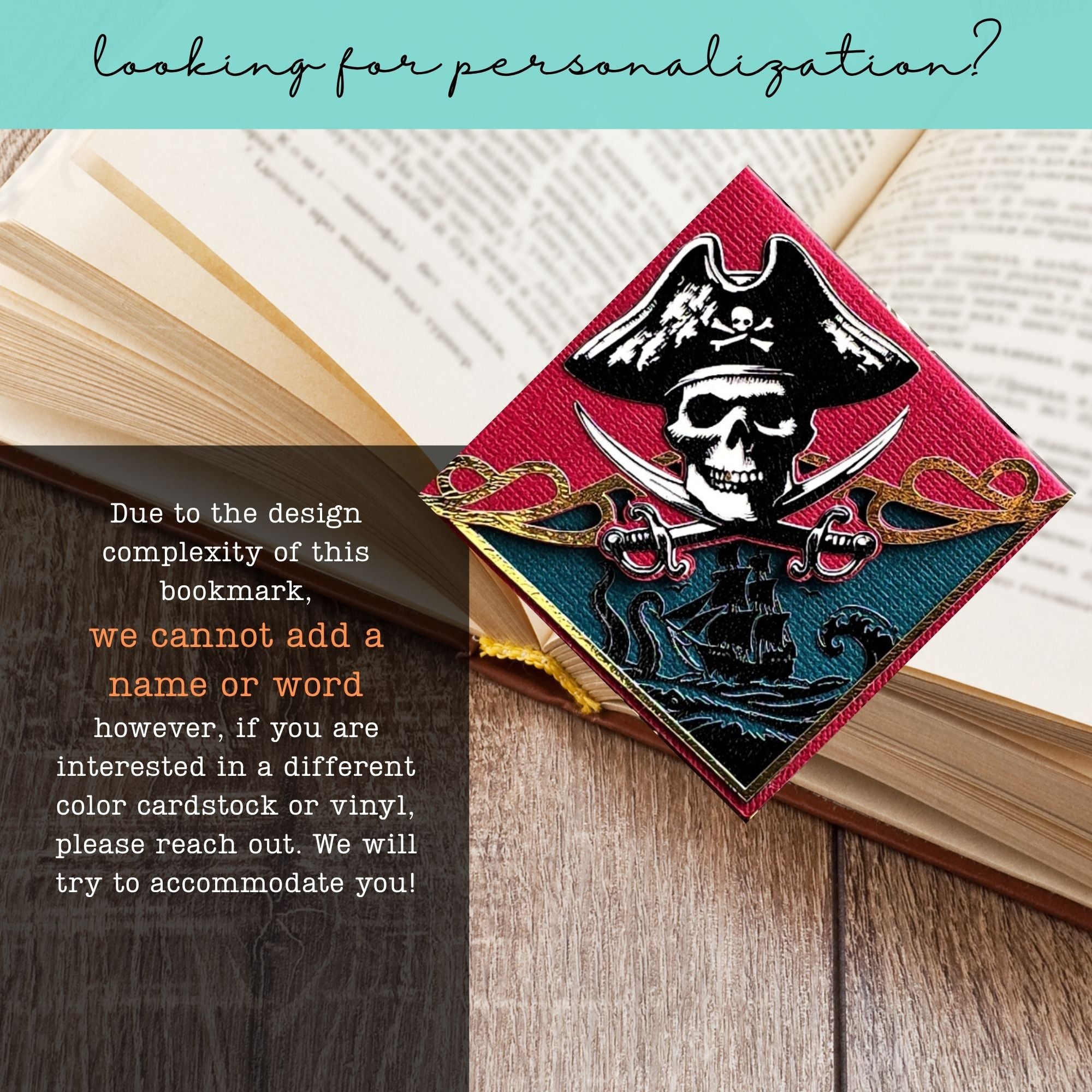 Pirate Crossbones Deluxe Handmade Corner Bookmark