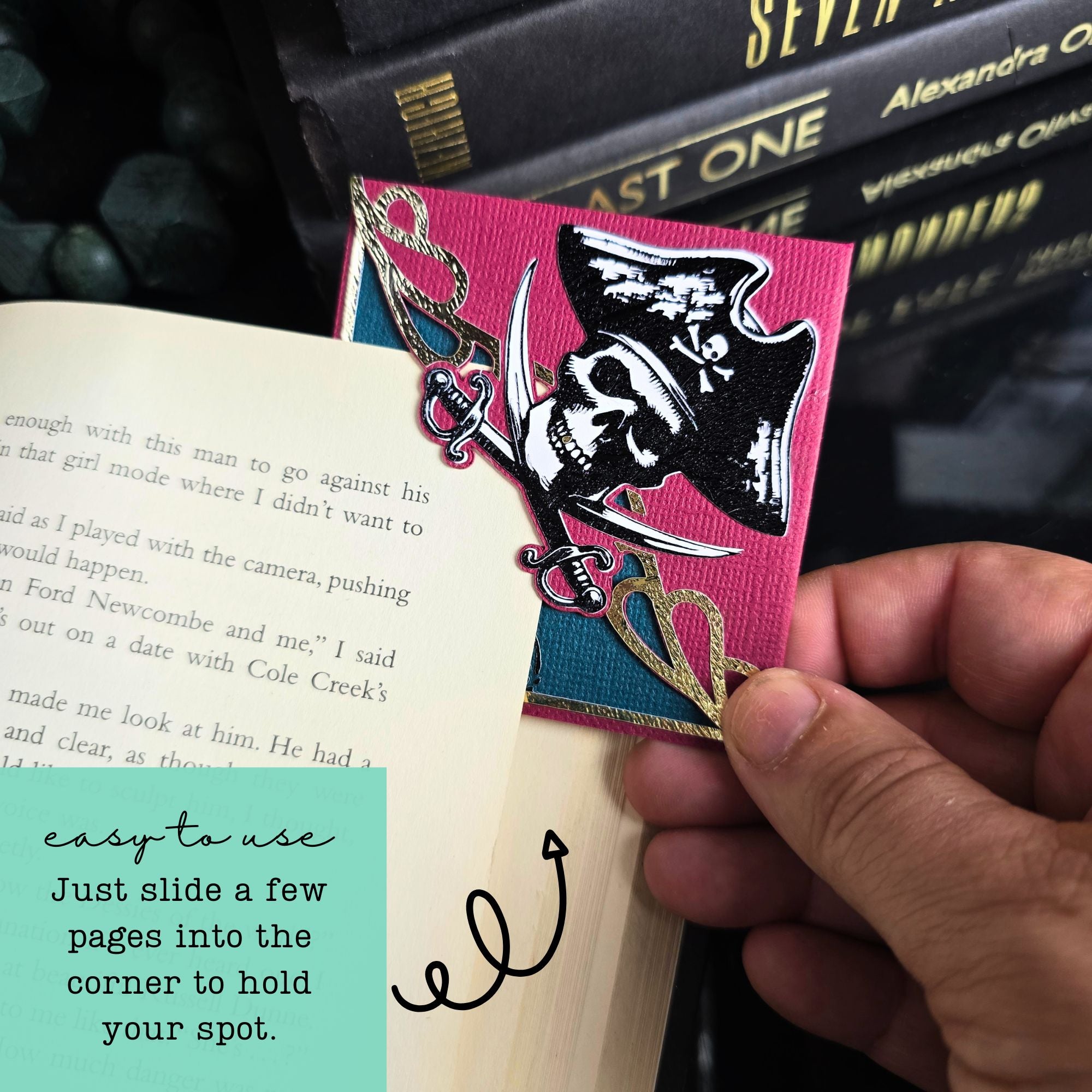 Pirate Crossbones Deluxe Handmade Corner Bookmark