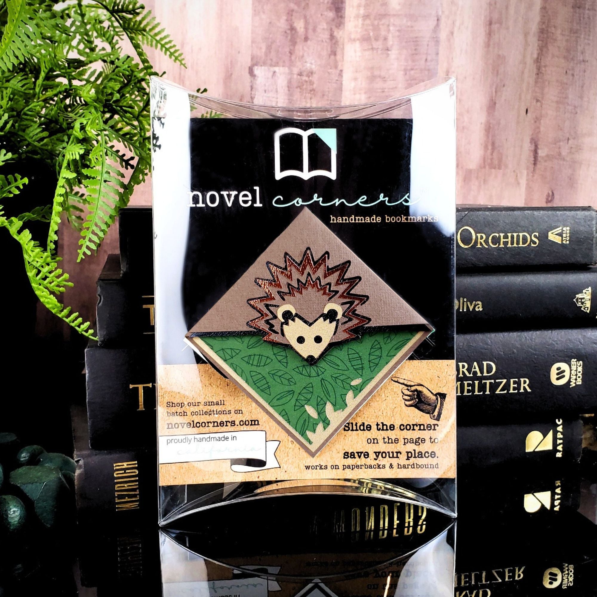 Hedgehog + Leaves Signature Corner Bookmark