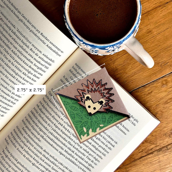Hedgehog + Leaves Signature Corner Bookmark