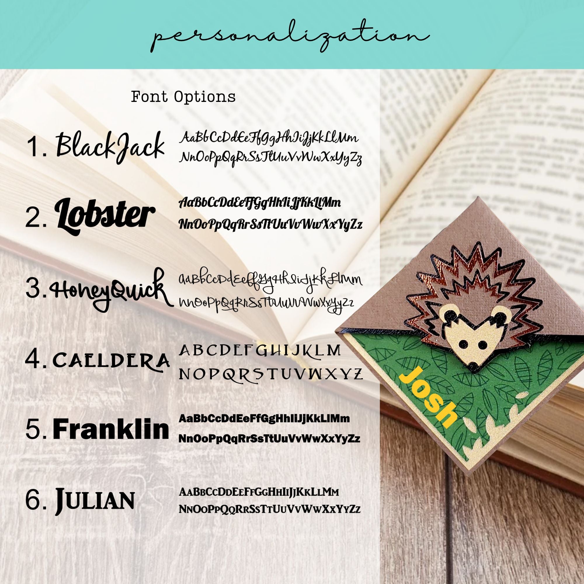 Hedgehog + Leaves Signature Corner Bookmark