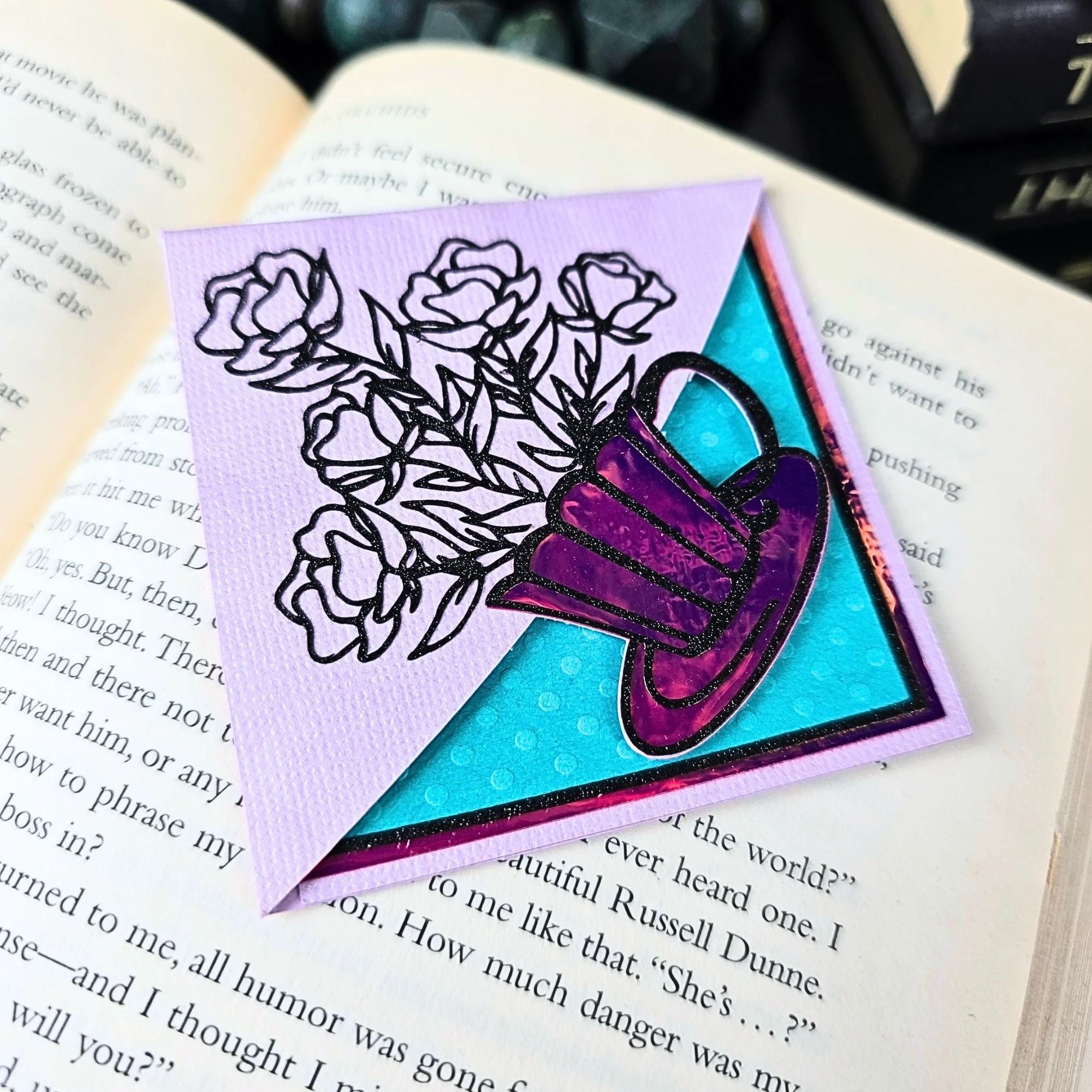 Teacup Flowers Signature Corner Bookmark