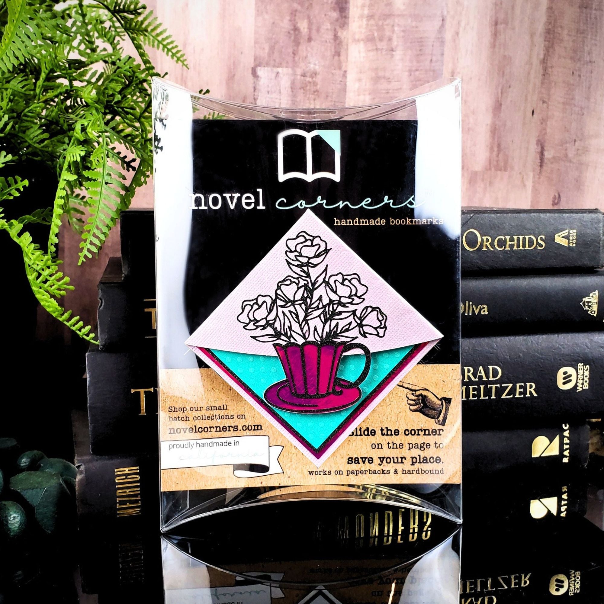 Teacup Flowers Signature Corner Bookmark