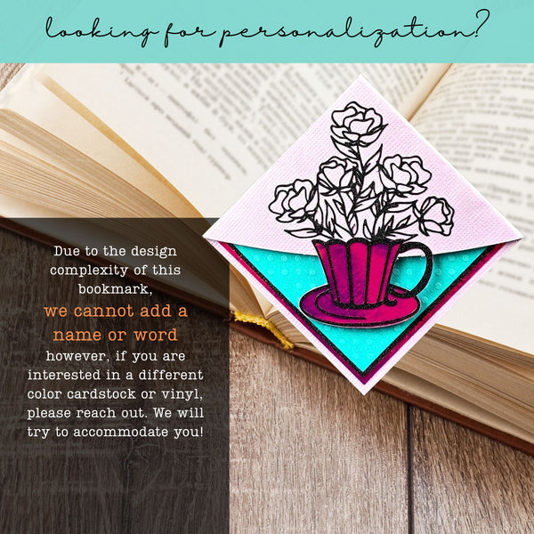 Teacup Flowers Signature Corner Bookmark
