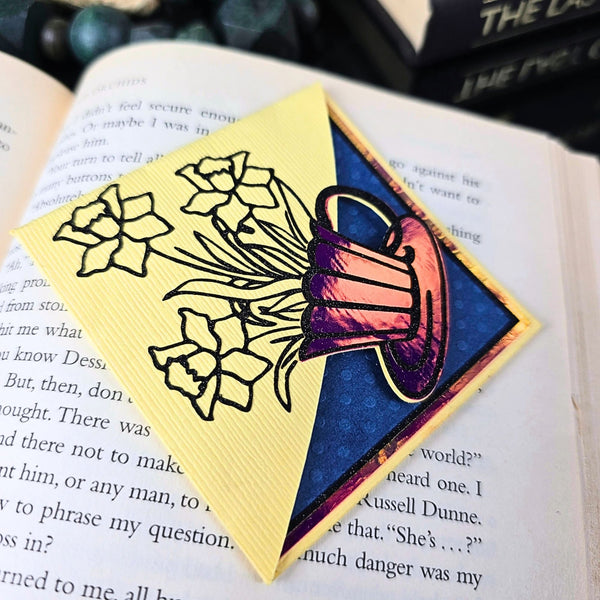 Teacup Flowers Signature Corner Bookmark