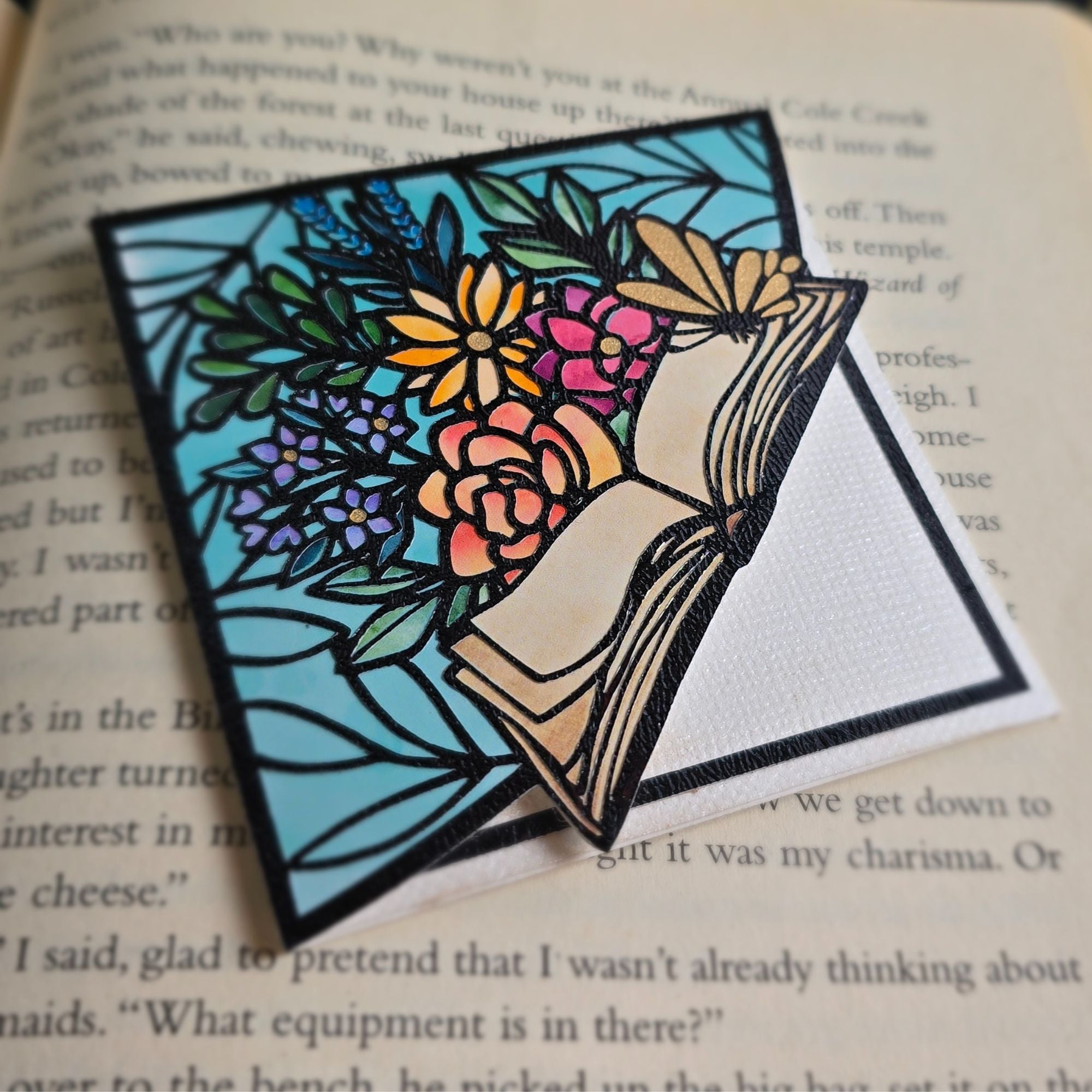 Stained Glass Book Bouquet Deluxe Handmade Corner Bookmark