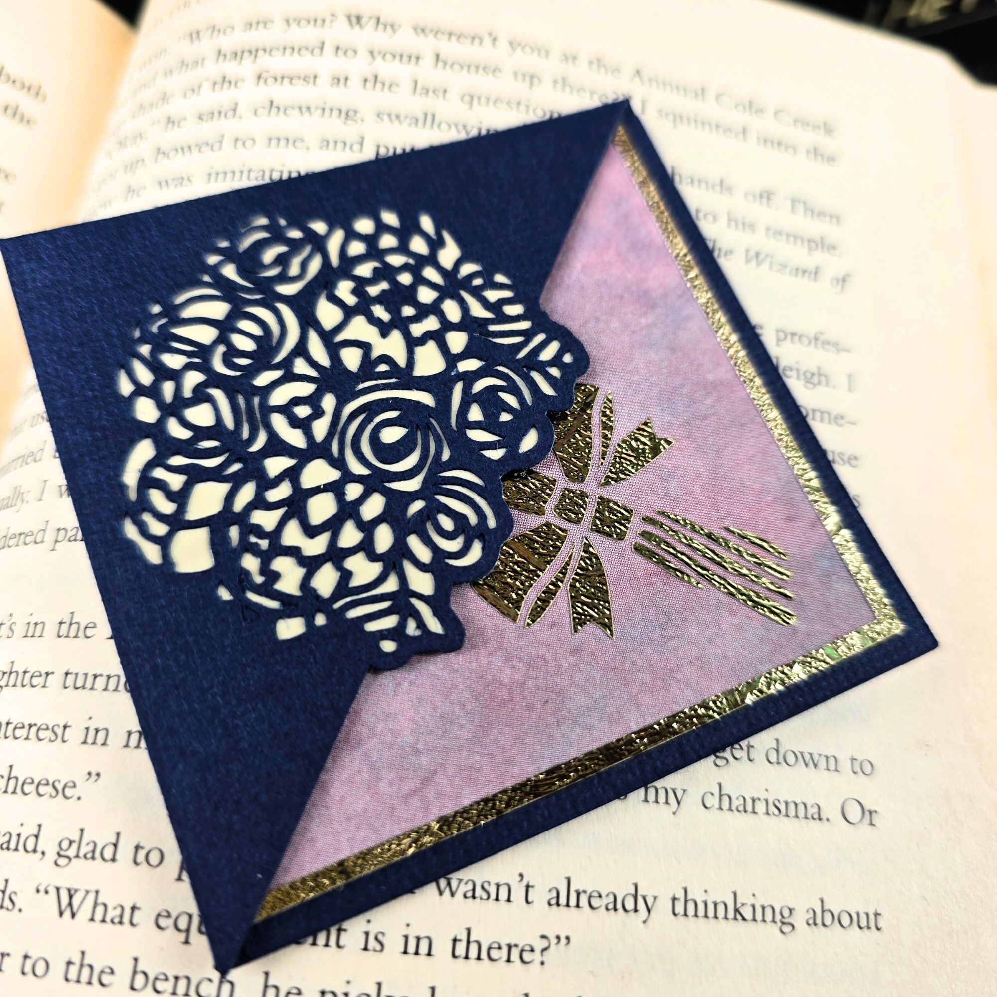 Peony Flower Bouquet Signature Corner Bookmark