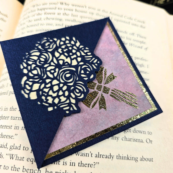 Peony Flower Bouquet Signature Corner Bookmark