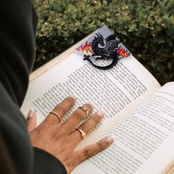 Midnight Dragon Deluxe Handmade Corner Bookmark