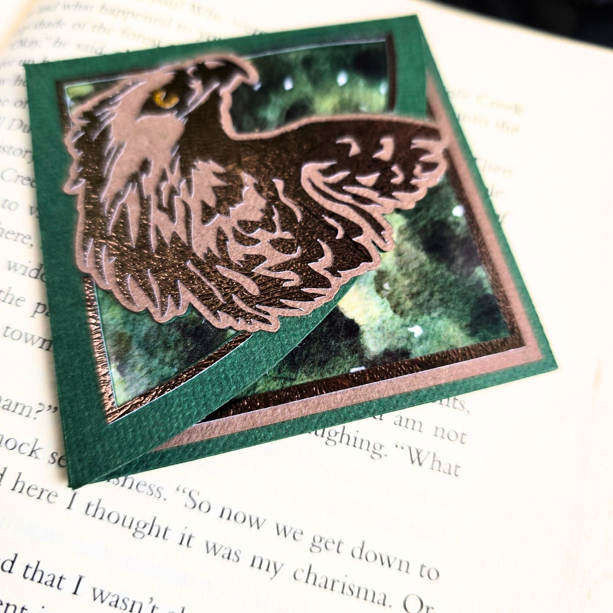 Watchful Hawk Eagle Signature Handmade Corner Bookmark