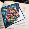 Stained Glass Roses Deluxe Handmade Corner Bookmark
