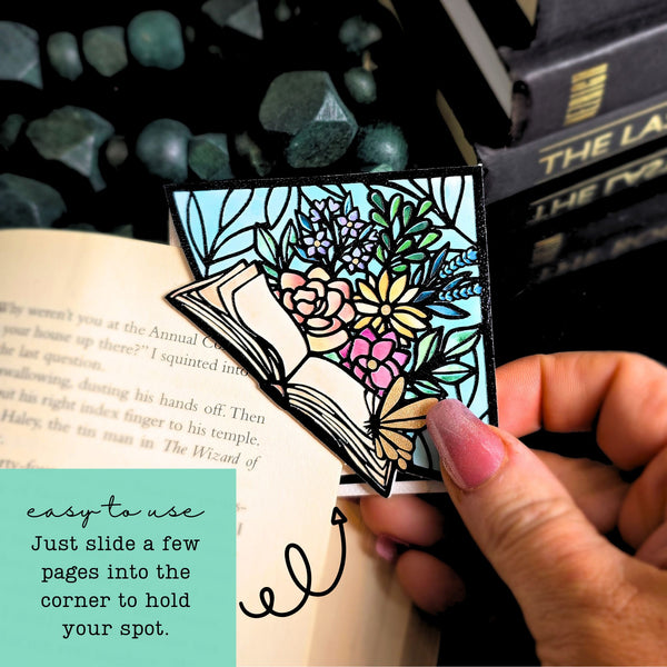 Stained Glass Book Bouquet Deluxe Handmade Corner Bookmark