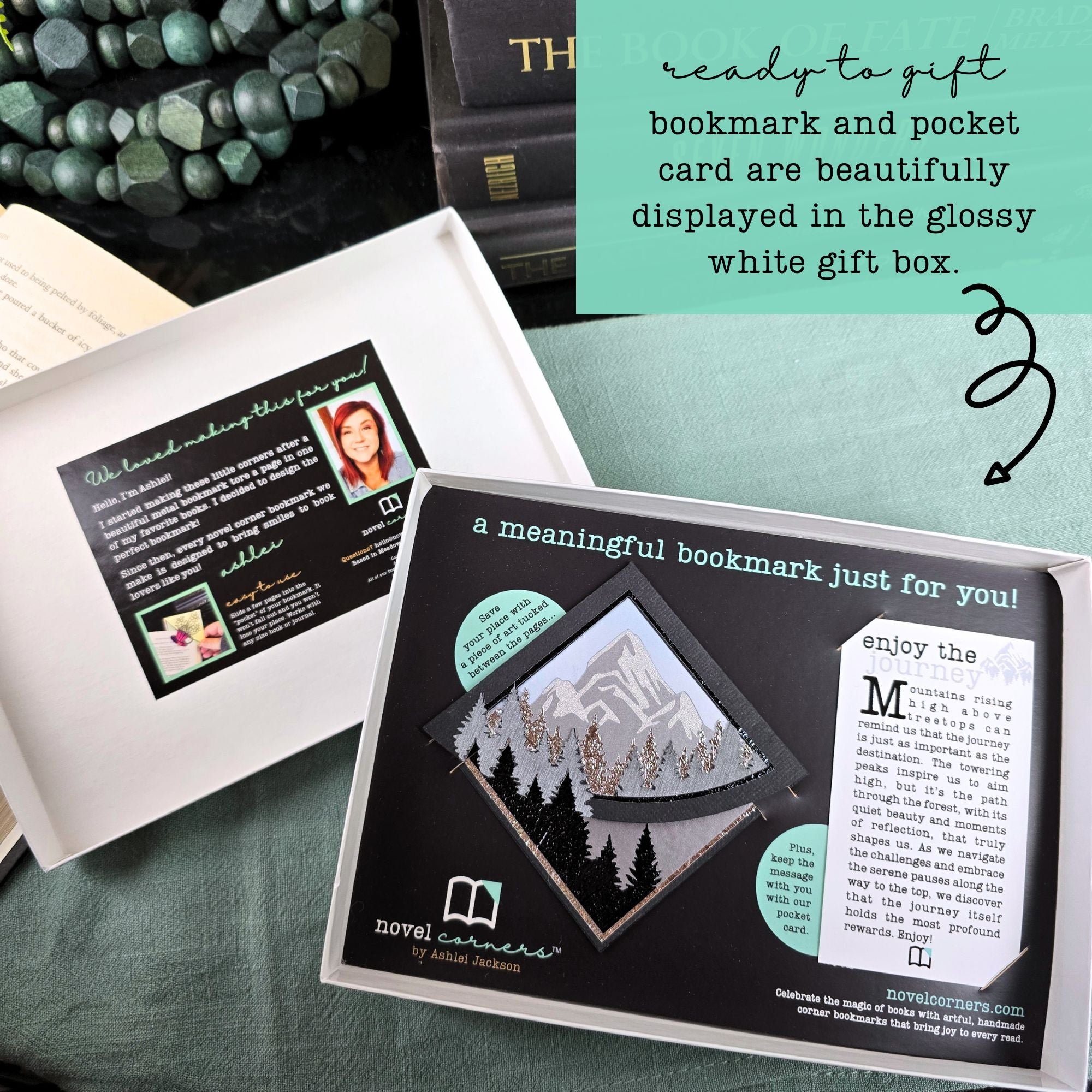 Enjoy the Journey Mountain Deluxe Bookmark + Card Gift Set