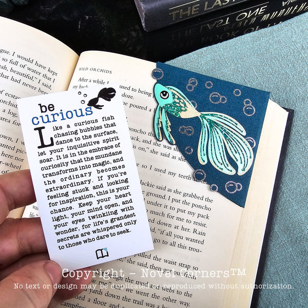 Be Curious Green Fish Signature Bookmark + Card Gift Set