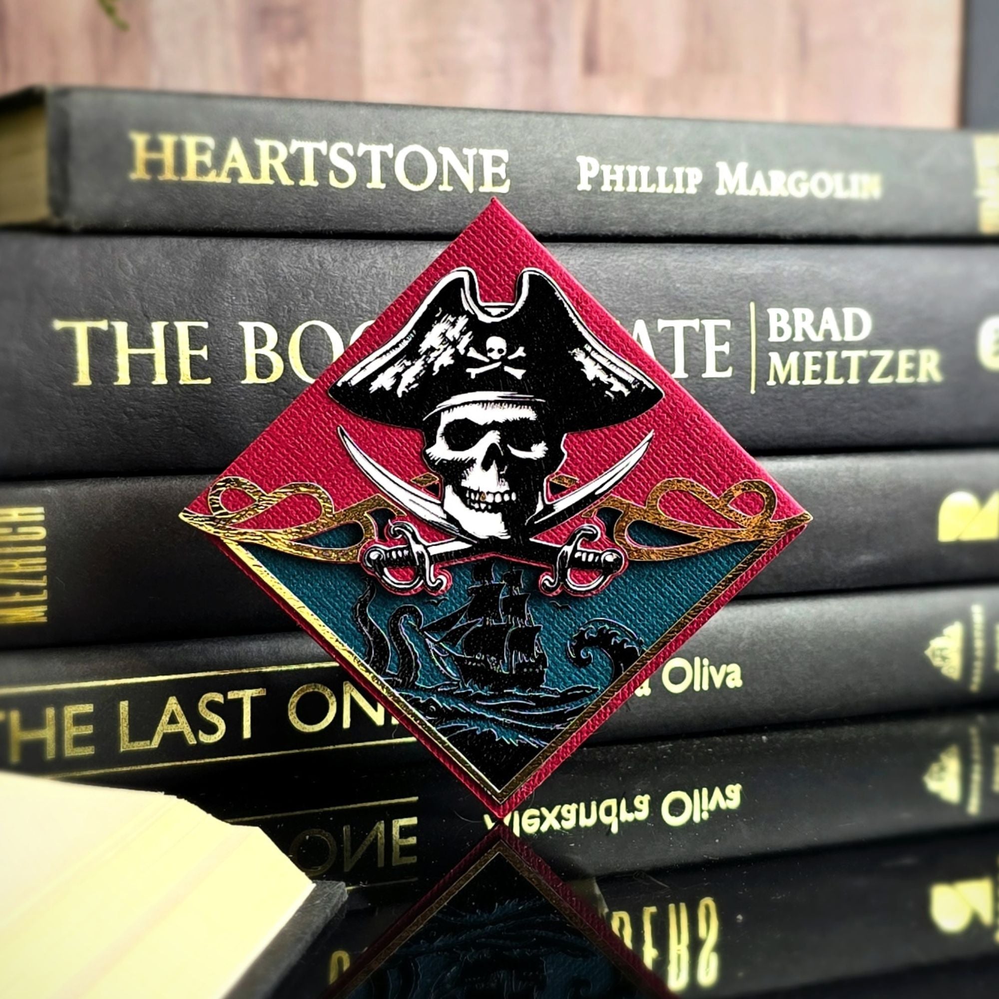 Pirate Crossbones Deluxe Handmade Corner Bookmark