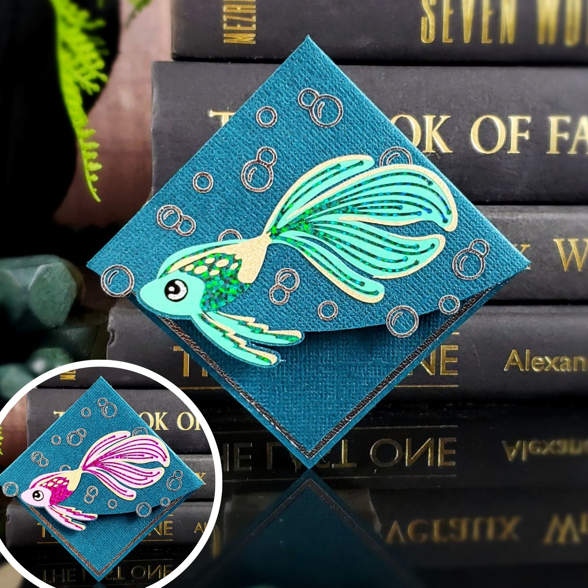 Glitter Fish Deluxe Corner Bookmark